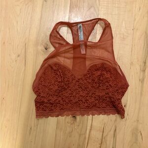 Free People Lace & Mesh Bralette in Rust